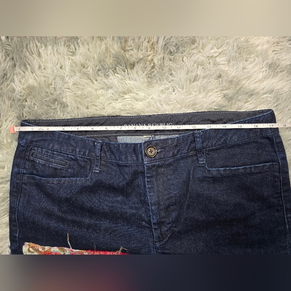 Unique Artsy Upcycled Banana Republic Floral Patchwork Trouser Jeans - Picture 11 of 13